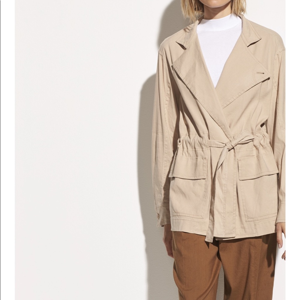 VINCE  Oversized Drapey Linen Jacket in Oat.Small